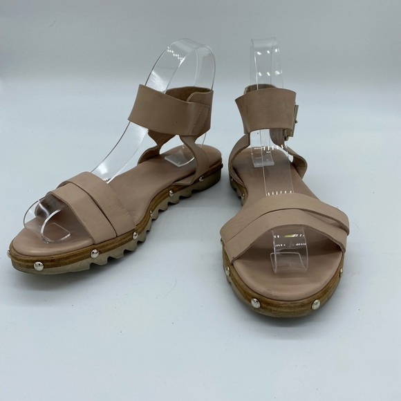AGL Gladiator Studded Leather Ankle Strap Sandals Shoes Tan Brown Womens 36 6 - Picture 1 of 16
